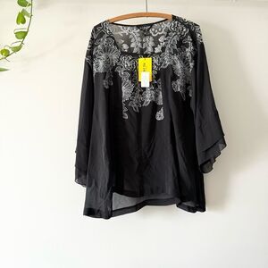 NWT Citron Santa Monica Black White Blouse‎ S